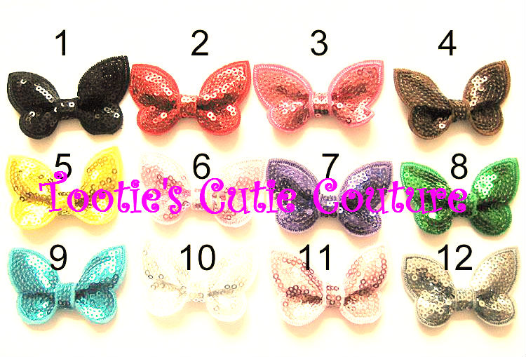 Embroideried sequin bows Girls' hair bows