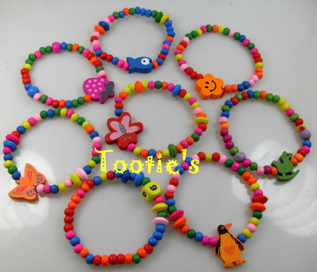 Natural Wood Kids Children Bracelets